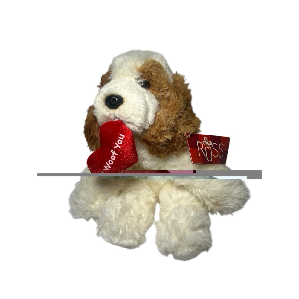 Vtg Russ Berrie Puddin Cocker Spaniel Puppy Dog Small Plush Toy Cockapoo Heart